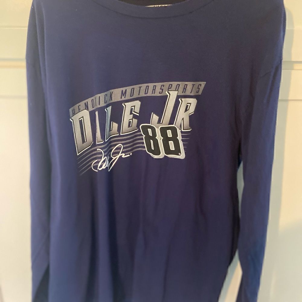Dale Jr 88 NASCAR Fanatics Large Hendrix Motor Sport Long Sleeve  T shirt Blue